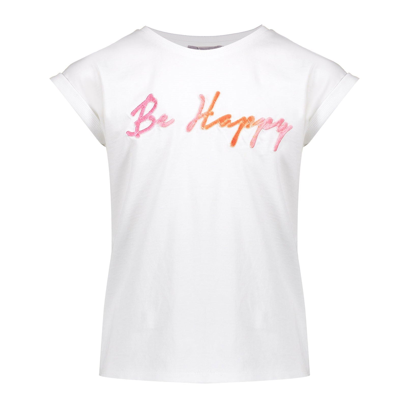 Geisha T-shirt "be happy" puff text - Bubbles & Bo