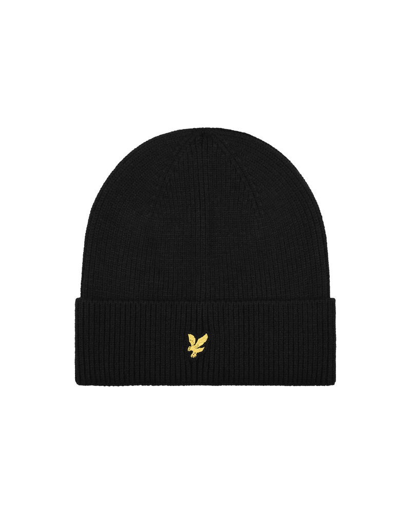 Jongens Beanie van Lyle & Scott in de kleur Jet Black in maat One Size.