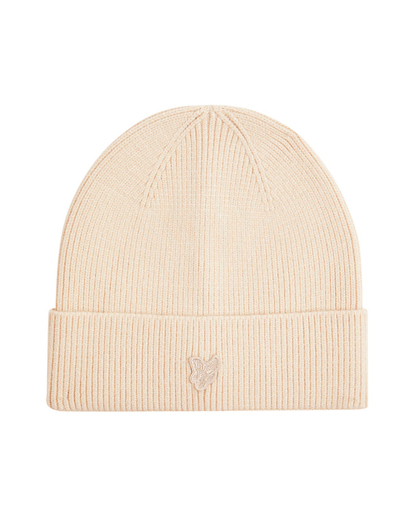 Jongens Tonal Eagle Beanie van Lyle & Scott in de kleur W503 Putty in maat One Size.
