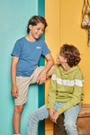 Jongens T-Shirt IBJ Back van Indian Blue Jeans in de kleur Steel Blue in maat 176.