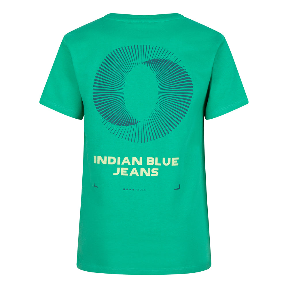 Jongens T-Shirt Indian Backprint van Indian Blue Jeans in de kleur Spring Green in maat 176.