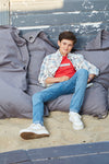 Jongens T-Shirt INDN van Indian Blue Jeans in de kleur Coral Red in maat 176.