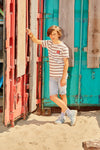 Jongens T-Shirt Stripe Indian College van Indian Blue Jeans in de kleur Stone Sand in maat 176.