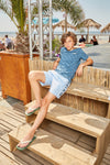 Jongens T-Shirt IBJ van Indian Blue Jeans in de kleur Steel Blue in maat 176.