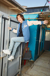 Jongens Bomber Jacket Indian van Indian Blue Jeans in de kleur Steel Blue in maat 176.