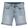 Jongens Andy Short Damaged Repaired van Indian Blue Jeans in de kleur Light Denim in maat 176.