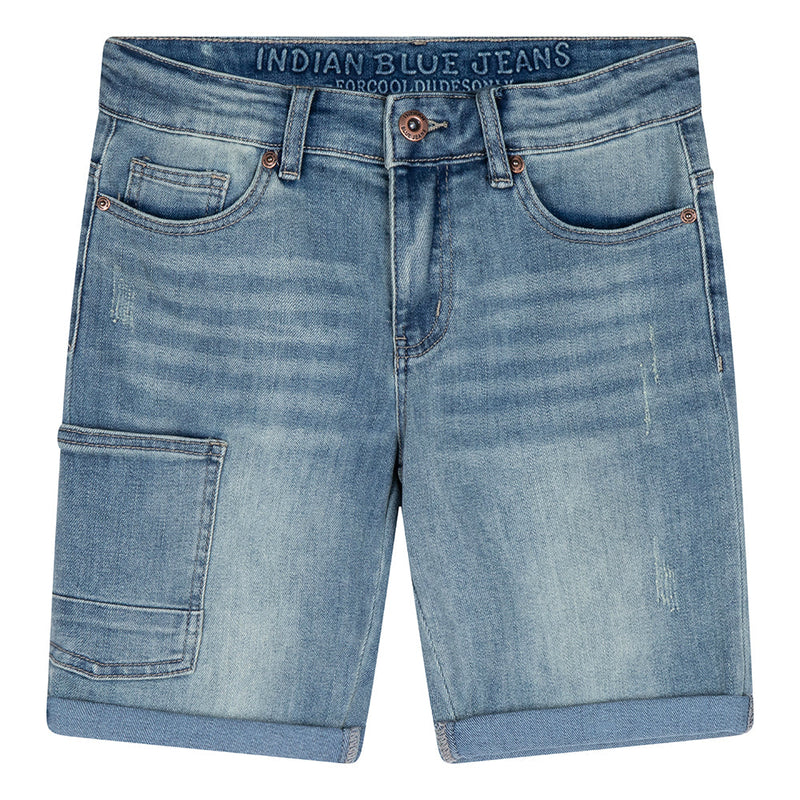 Jongens Blue Worker Short van Indian Blue Jeans in de kleur Light Denim in maat 176.