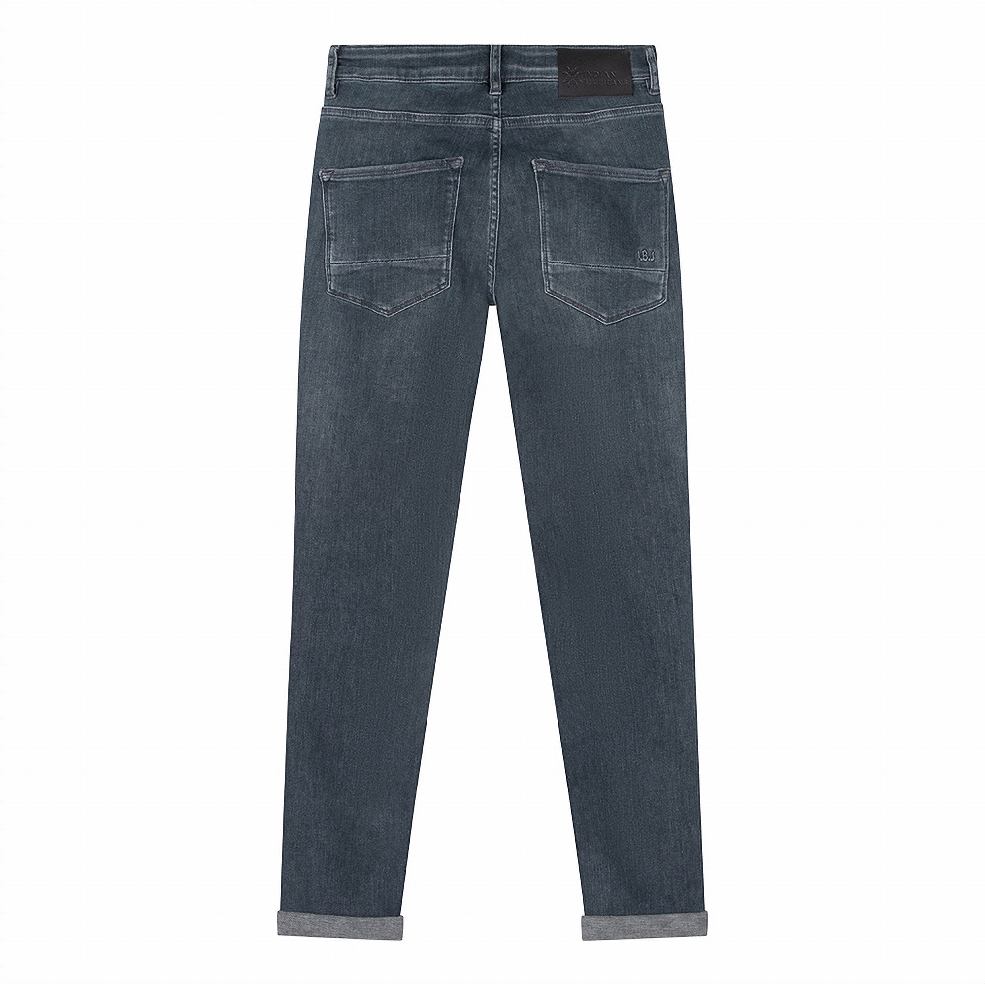 Jongens Jeans Blue Grey Jay Tapered Fit van Indian Blue Jeans in de kleur Dark Blue Grey Denim in maat 176.