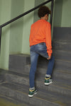 Jongens Jeans Blue Brad Super Skinny Fit van Indian Blue Jeans in de kleur Used Medium Denim in maat 134.
