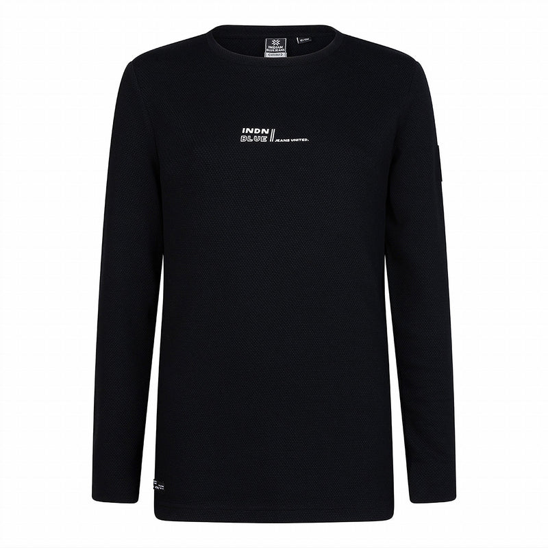 Jongens T-Shirt Longsleeve Fancy Pique van Indian Blue Jeans in de kleur Black in maat 176.
