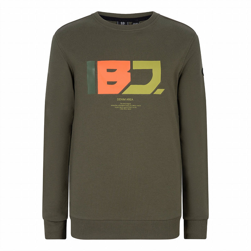 Jongens Sweater IBJ Denim Area van Indian Blue Jeans in de kleur Camo Green in maat 176.