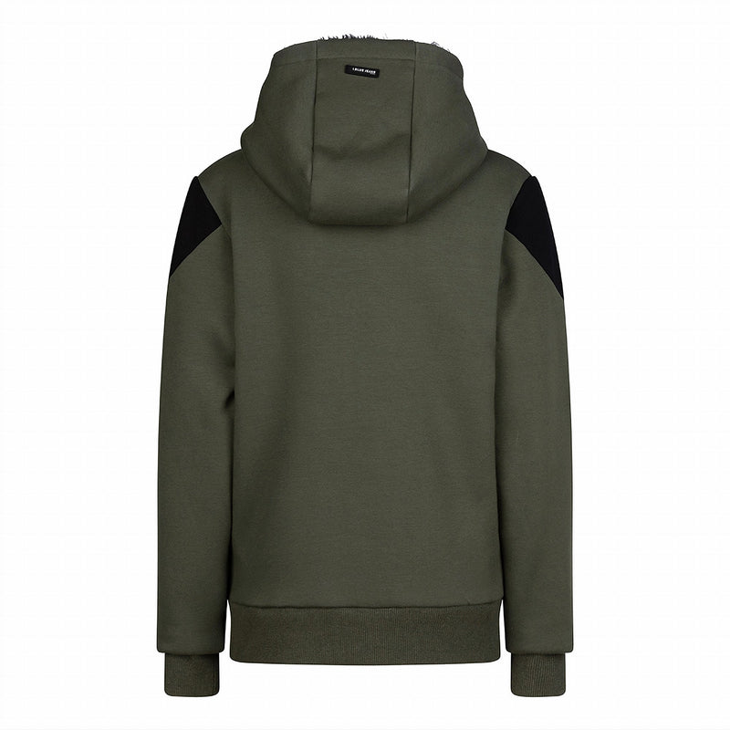 Jongens Hooded Zipper Teddy van Indian Blue Jeans in de kleur Camo Green in maat 176.