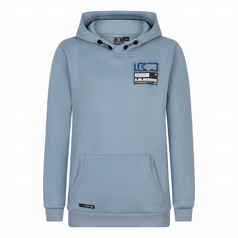 Jongens Hoodie IBJ Brushed Backprint van Indian Blue Jeans in de kleur Azure Blue in maat 176.