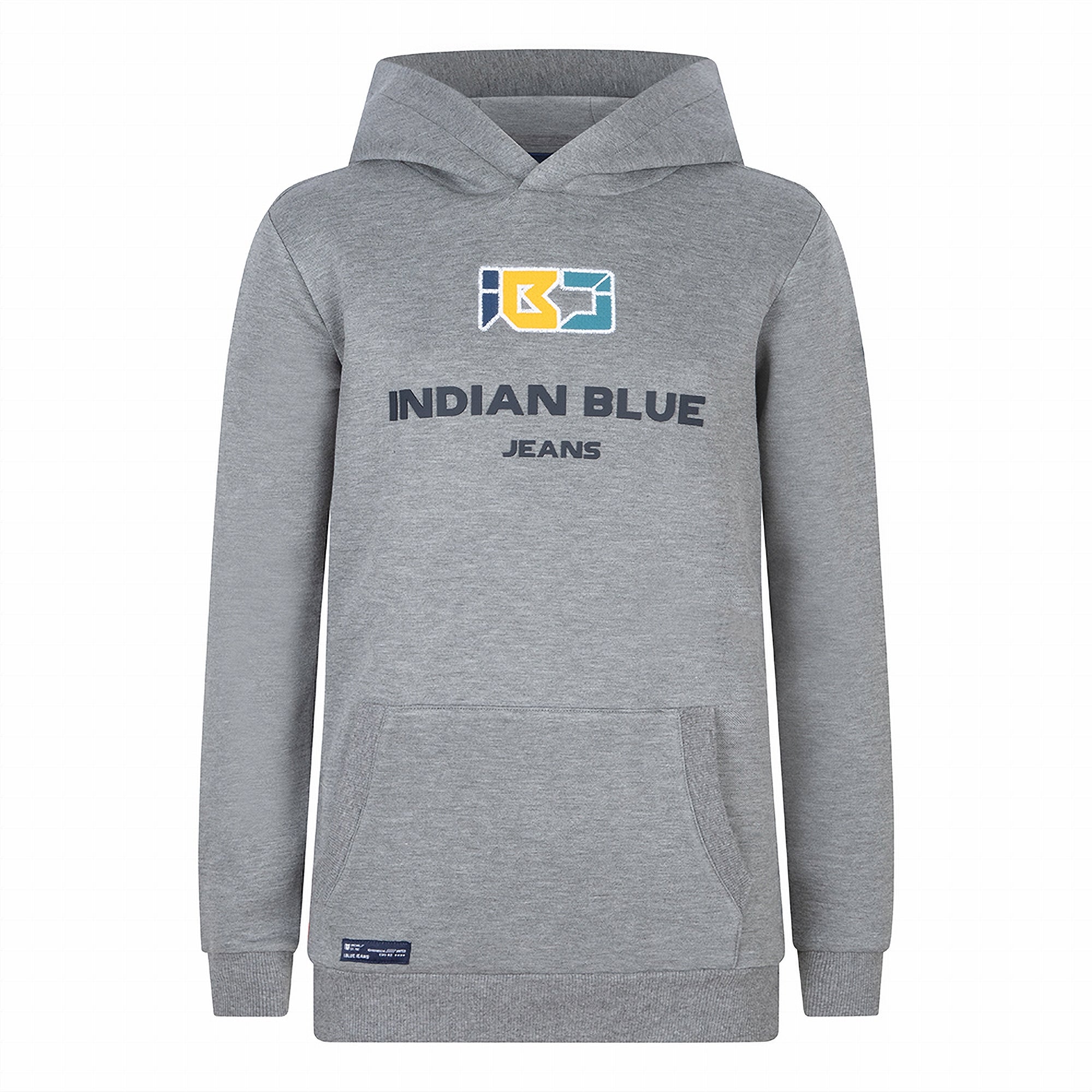 Jongens Hoodie IBJ Pique Scuba van Indian Blue Jeans in de kleur Medium Grey Melange in maat 176.