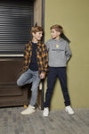 Jongens Hoodie IBJ Pique Scuba van Indian Blue Jeans in de kleur Medium Grey Melange in maat 176.