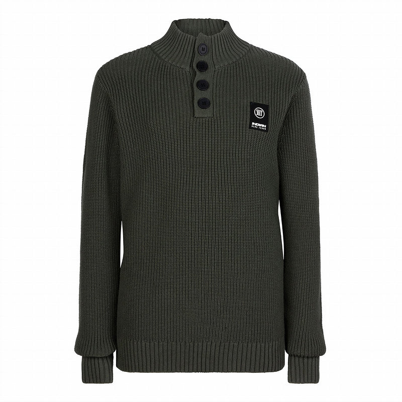 Jongens Knitted Col Buttons van Indian Blue Jeans in de kleur Camo Green in maat 176.