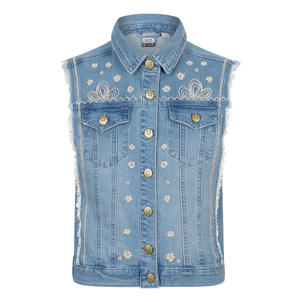 Indian Blue Jeans Denim Gilet Embroidery