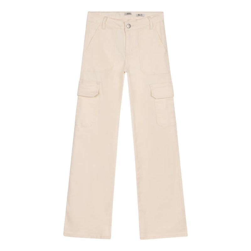Meisjes Jeans Cargo Denim Wide Fit van Indian Blue Jeans in de kleur Lily White in maat 176.