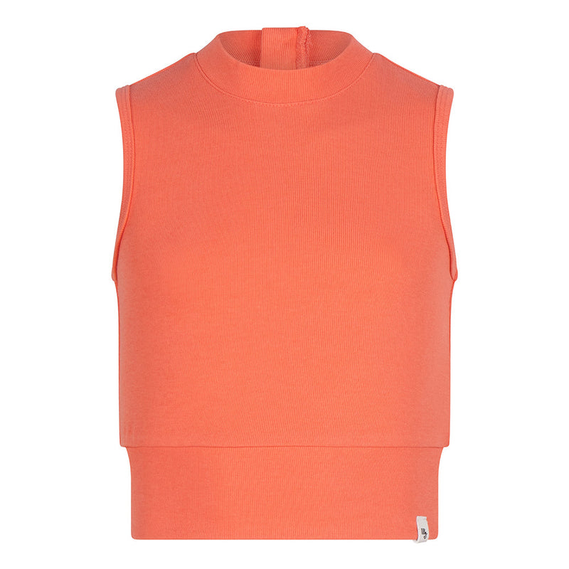 Meisjes Cropped Singlet Rib Zip van Indian Blue Jeans in de kleur Bright Coral in maat 176.