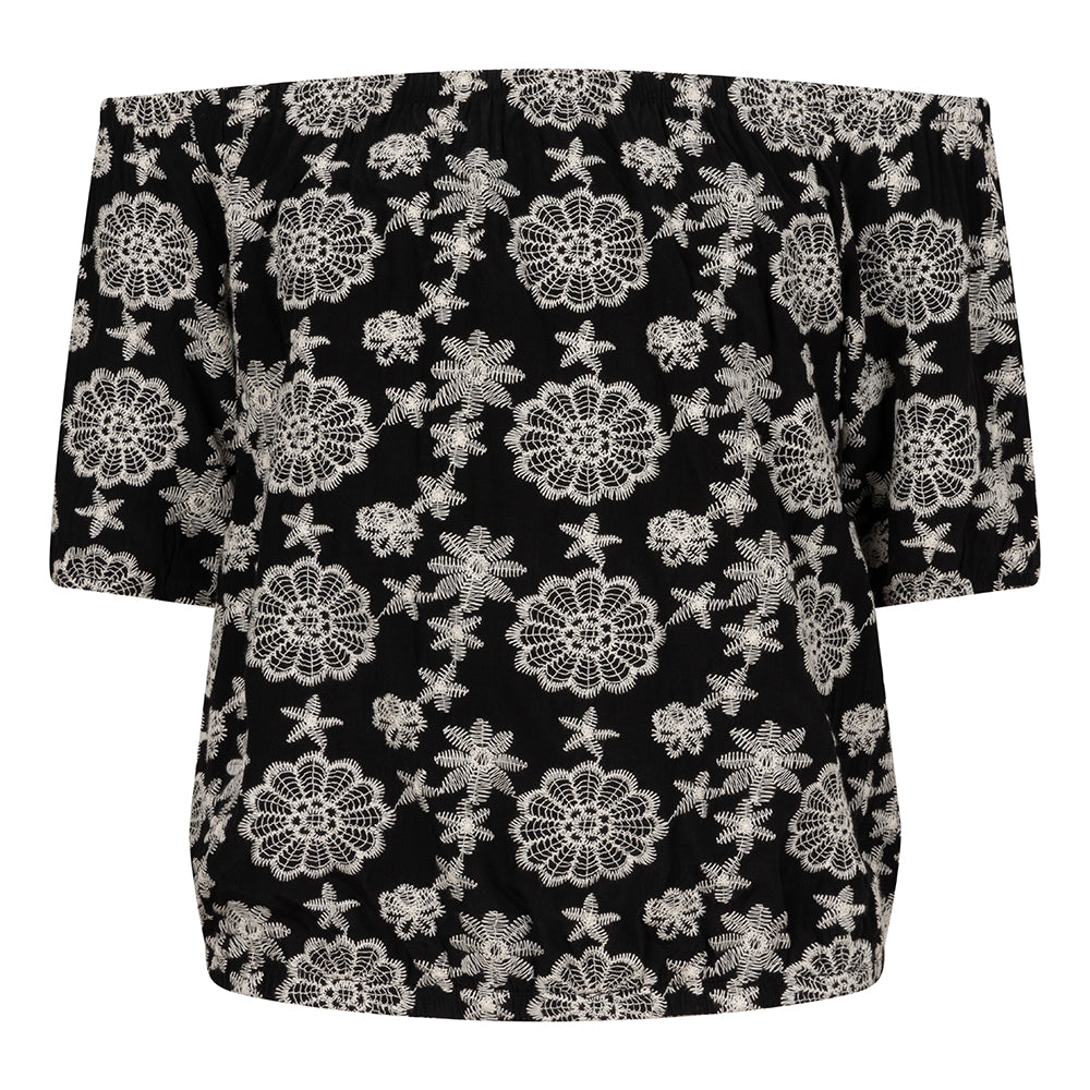 Indian Blue Jeans Flower Embroidery Shirt