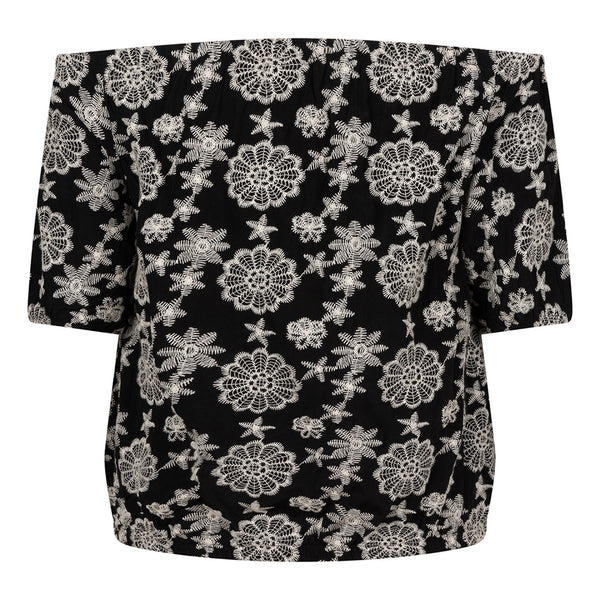 Indian Blue Jeans Flower Embroidery Shirt