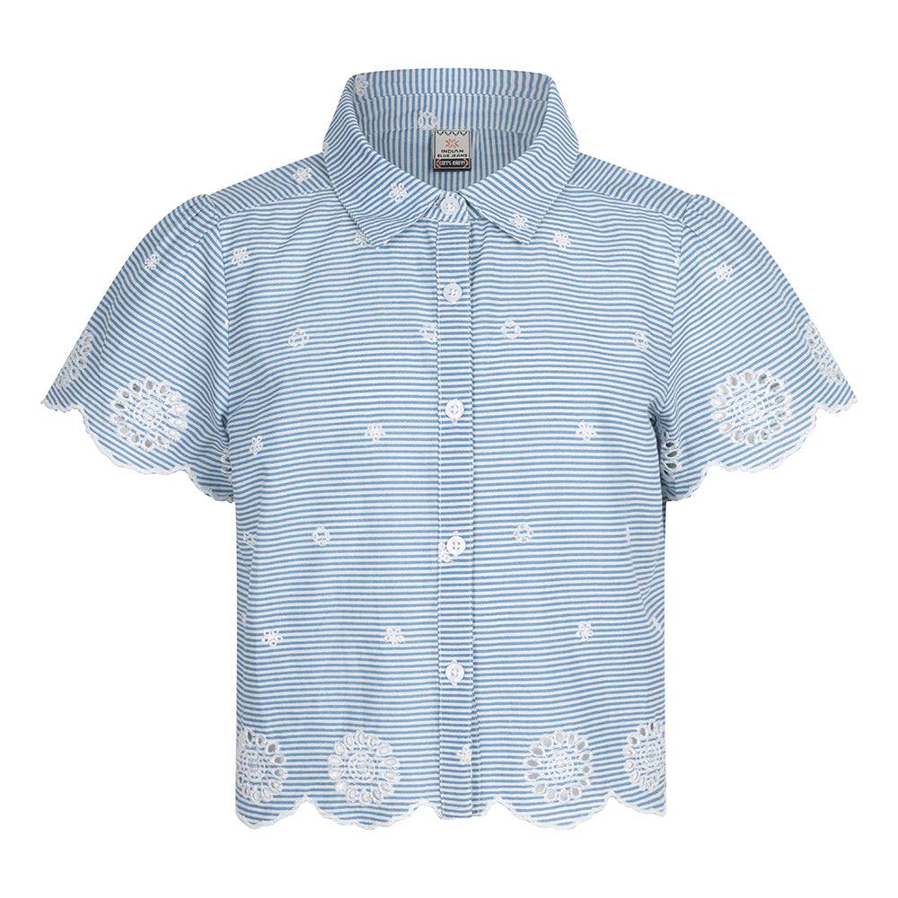 Indian Blue Jeans Stripe Embroidery Shirt