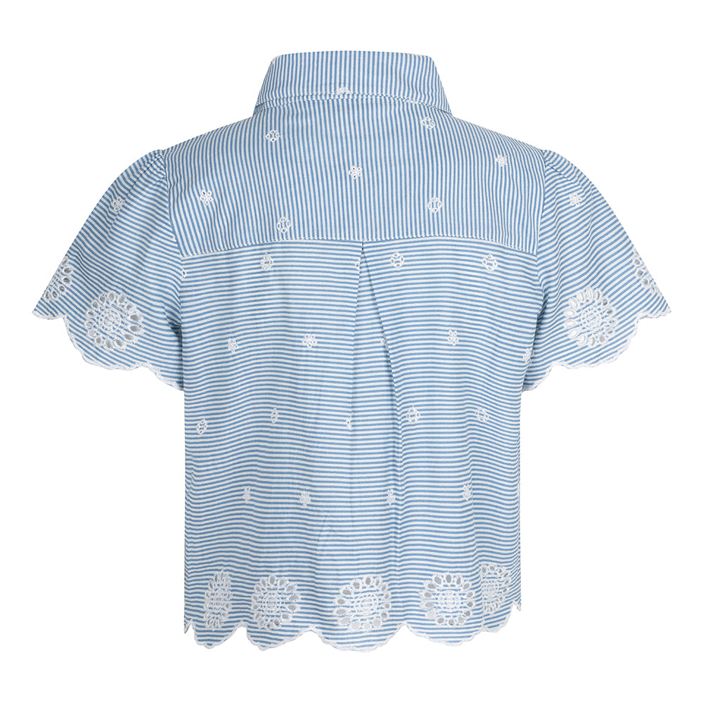 Indian Blue Jeans Stripe Embroidery Shirt