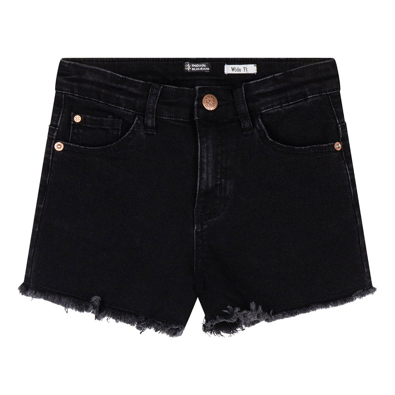 Meisjes High Waist Denim Short van Indian Blue Jeans in de kleur Black Denim in maat 176.