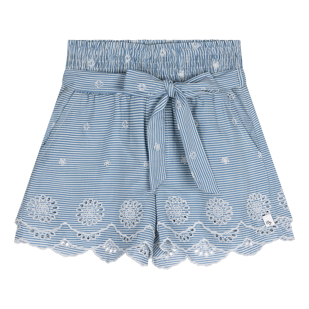Indian Blue Jeans Stripe Embroidery short