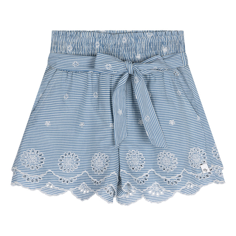 Indian Blue Jeans Stripe Embroidery short