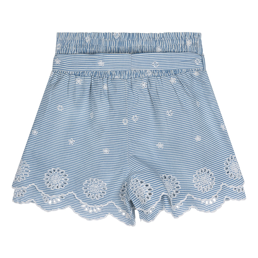 Indian Blue Jeans Stripe Embroidery short