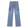 Meisjes Jeans Cargo Denim Wide Fit van Indian Blue Jeans in de kleur Light Denim in maat 176.
