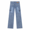 Meisjes Jeans Cargo Denim Wide Fit van Indian Blue Jeans in de kleur Light Denim in maat 176.