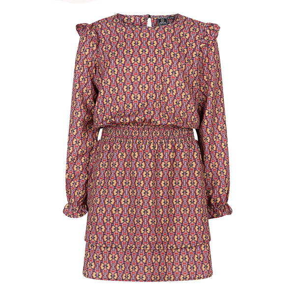 Indian Blue Jeans Dress LS Fancy AOP