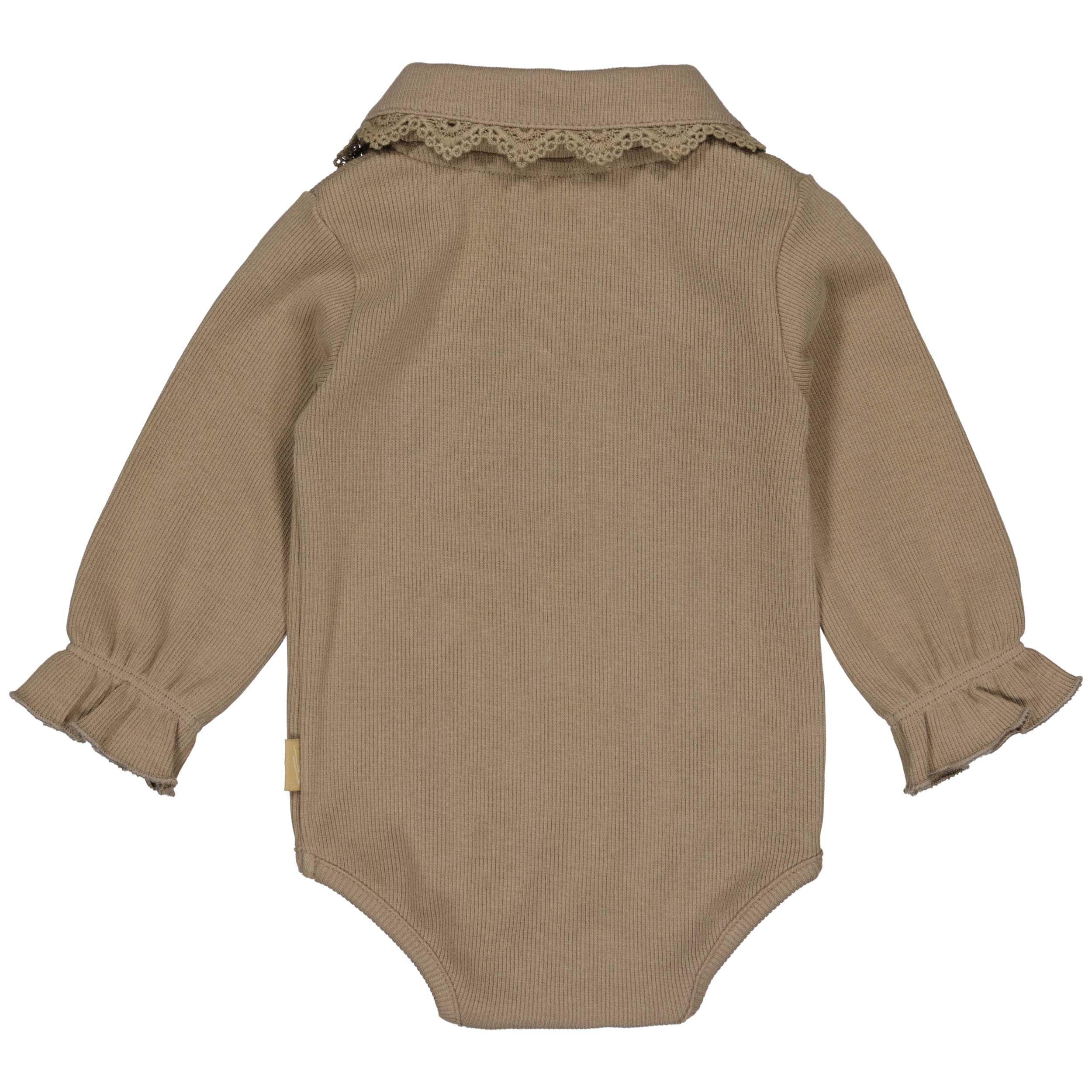 Meisjes LS Romper JANELNBW24 van Levv Newborn in de kleur Taupe in maat 80.