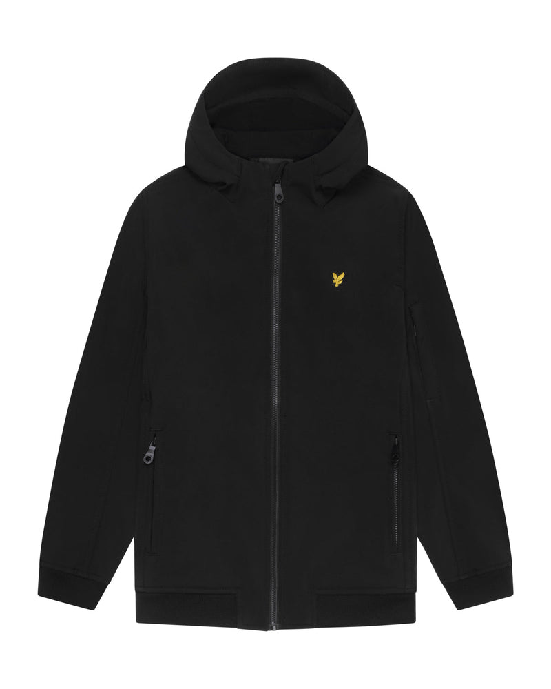 Jongens SoftShell Hooded Jacket van Lyle & Scott in de kleur Z865 Jet Black in maat 170-176.