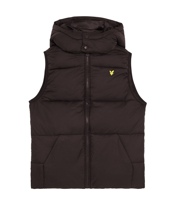 Jongens Ripstop Quilted Gilet van Lyle & Scott in de kleur Z865 Jet Black in maat 170-176.