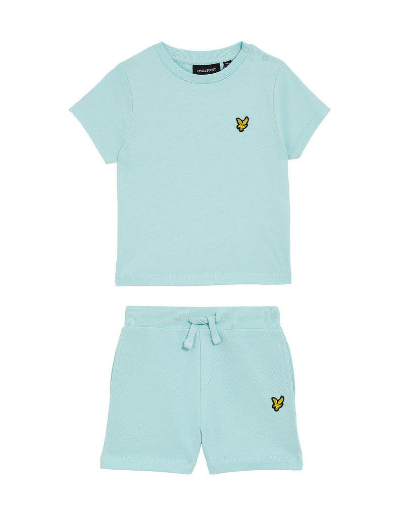Jongens T-shirt & Short Set van Lyle & Scott in de kleur X580 Future Blue in maat 92-98.