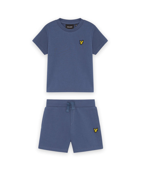Jongens T-shirt & Short Set van Lyle & Scott in de kleur Dark Cornflower in maat 92-98.