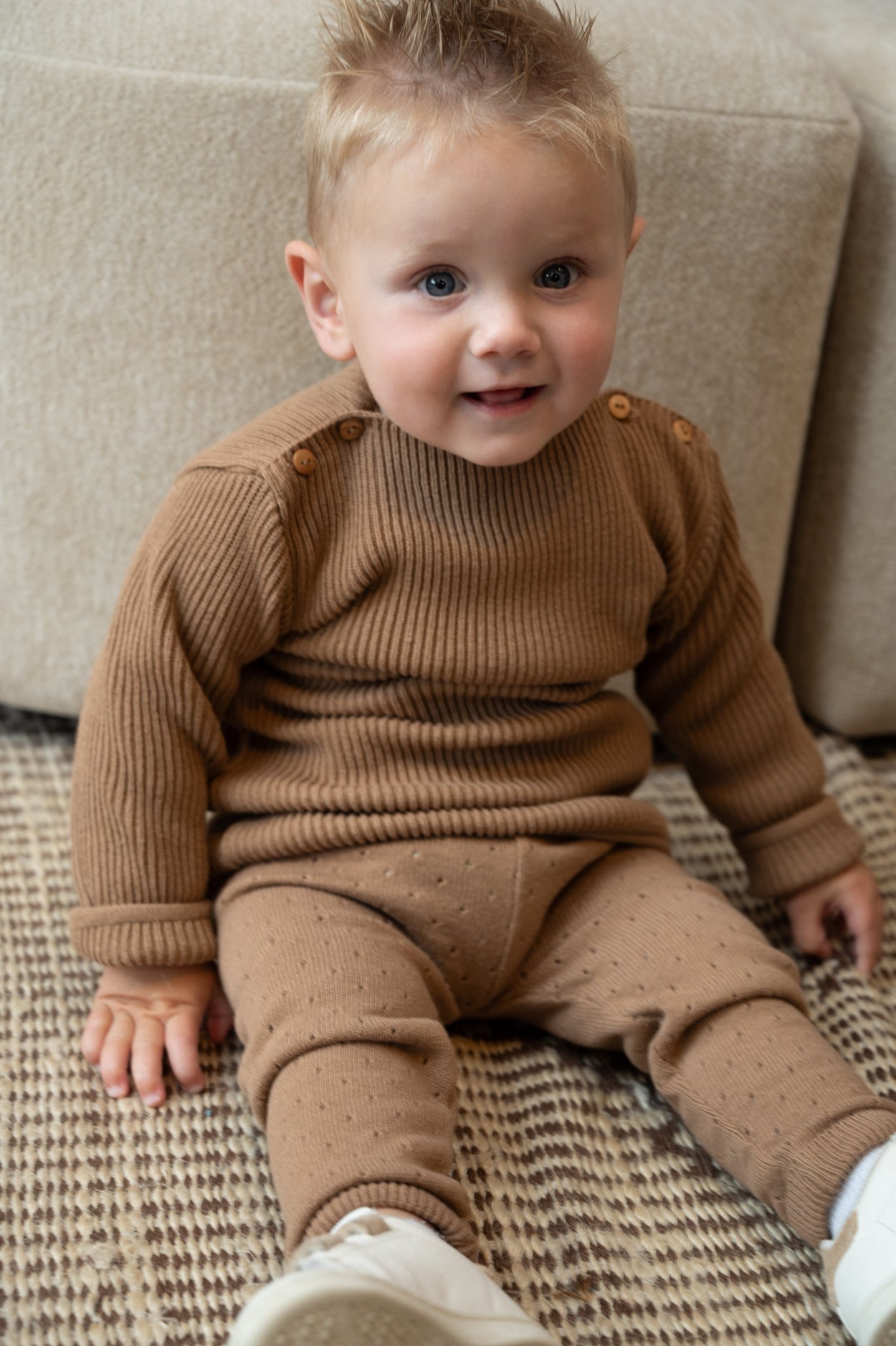 Jongens Knit Sweater van Klein Baby in de kleur Burro in maat 74.