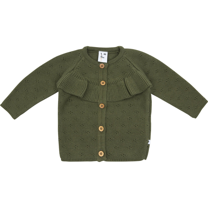 Meisjes Knit Cardigan Ruffle van Klein Baby in de kleur Beetle in maat 74.
