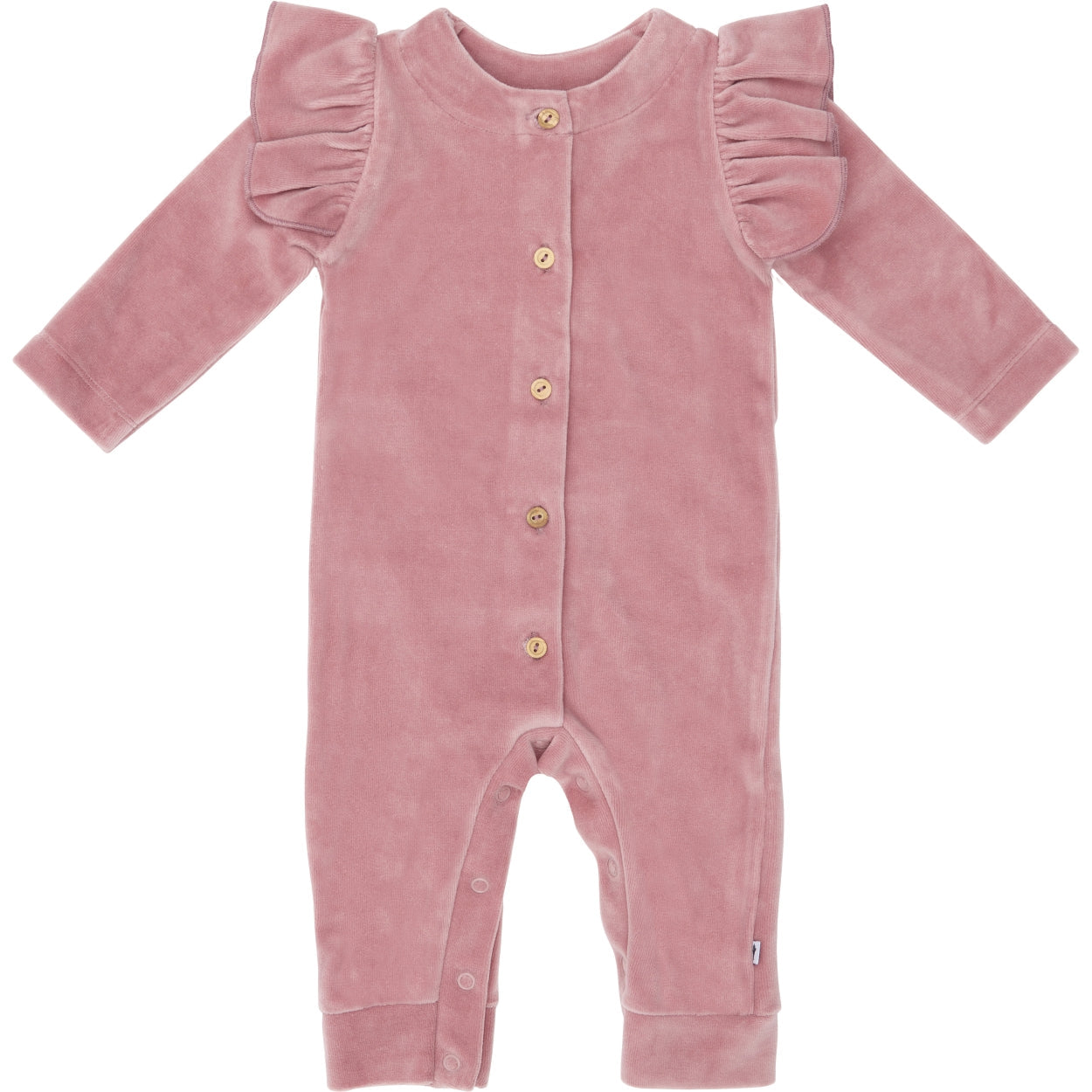 Meisjes Jumpsuit Ruffle Velours van Klein Baby in de kleur Dusty Rose in maat 68.