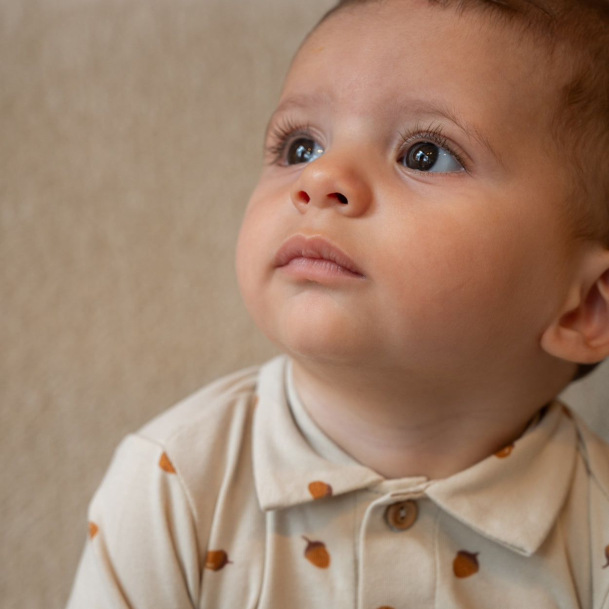 Jongens Polo Shirt van Klein Baby in de kleur AOP Acorn in maat 74.