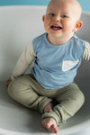 Jongens Trouser Waffle van Klein Baby in de kleur Twill Green in maat 74.