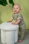 Jongens Trouser Waffle van Klein Baby in de kleur Twill Green in maat 74.