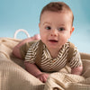 Jongens Polobody van Klein Baby in de kleur Stripe Off White/Twill in maat 74.