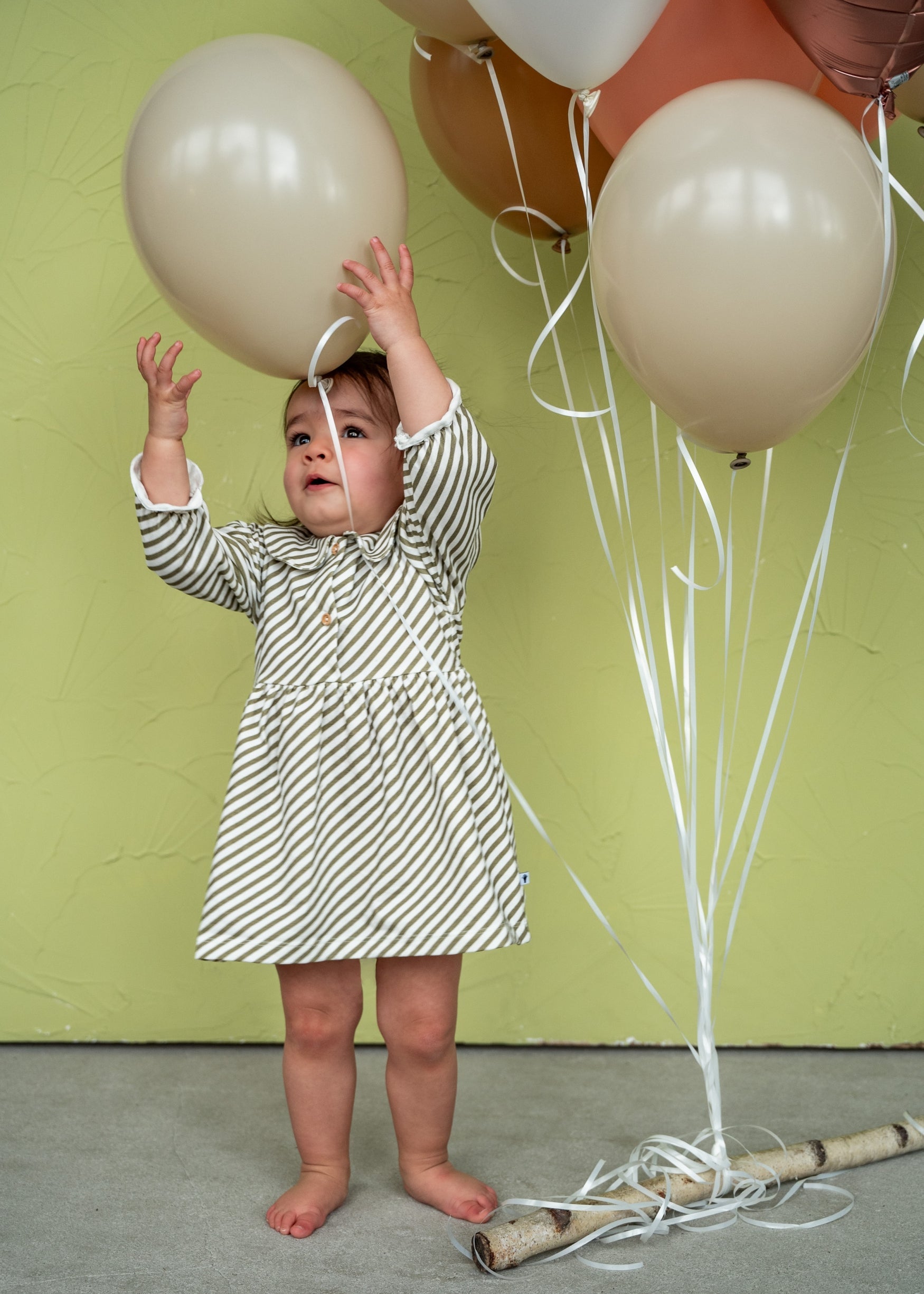 Meisjes Dress Polo Longsleeve van Klein Baby in de kleur Stripe Off White/Twill in maat 74.