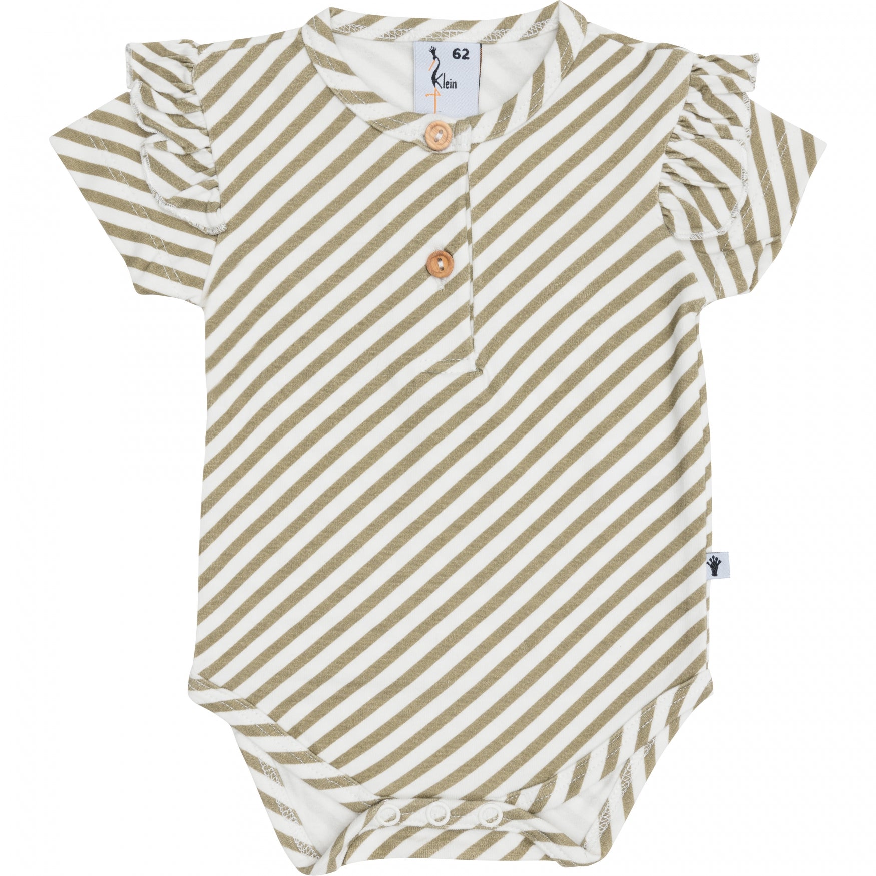 Jongens Body Ruffle Shortsleeve van Klein Baby in de kleur Stripe Off White/Twill in maat 74.