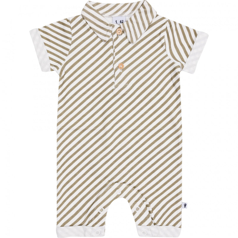 Jongens Jumpsuit Polo Collar van Klein Baby in de kleur Stripe Off White/Twill in maat 74.
