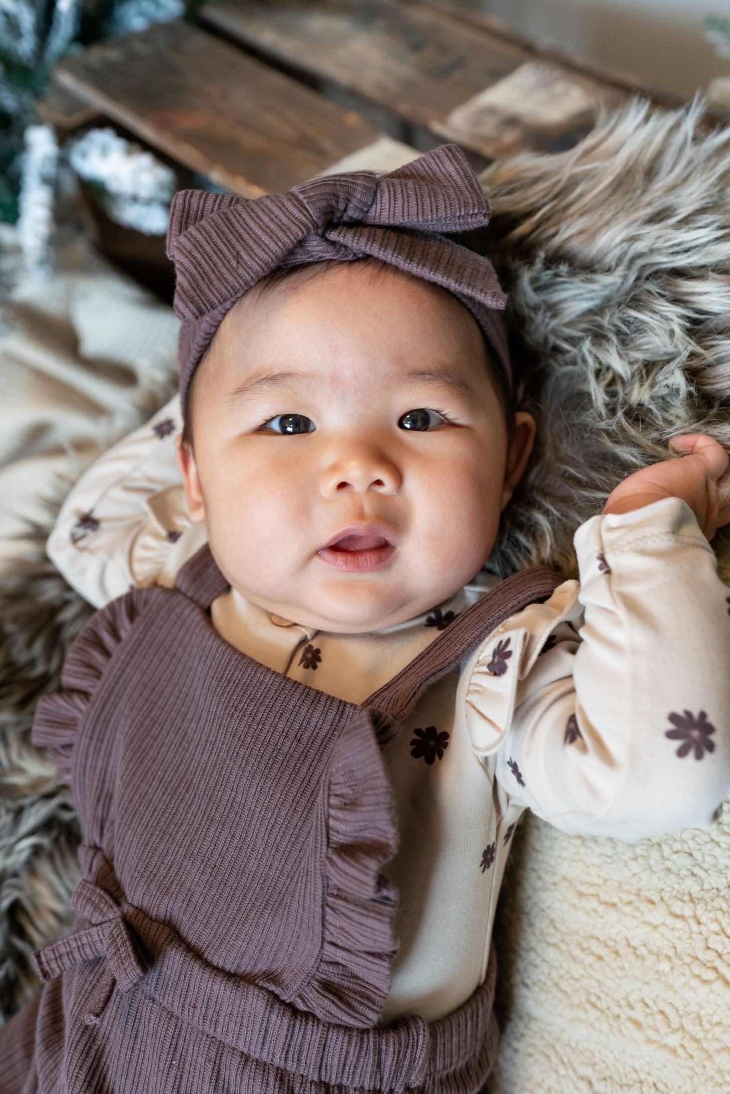 Meisjes Headband Rib van Klein Baby in de kleur Purple in maat 62-68.